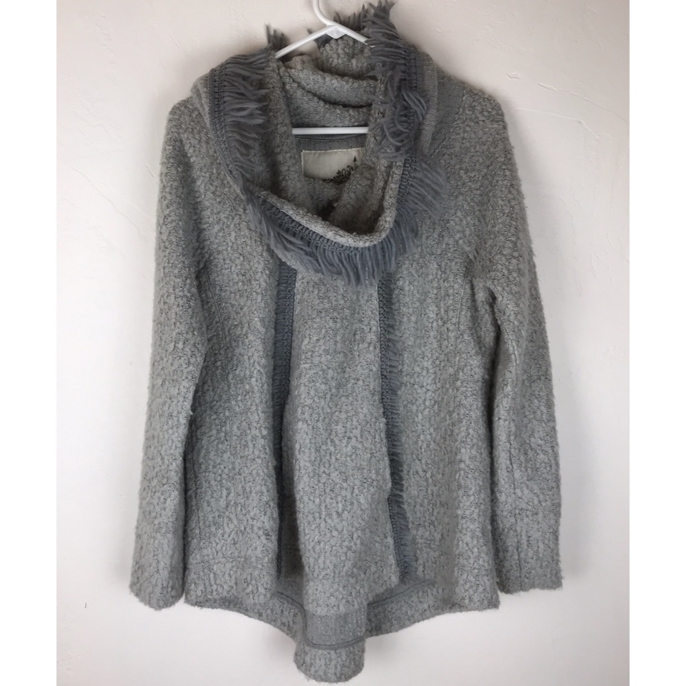Anthropologie Angel Of North Grey Fringe Sweater - Picture 2 of 3